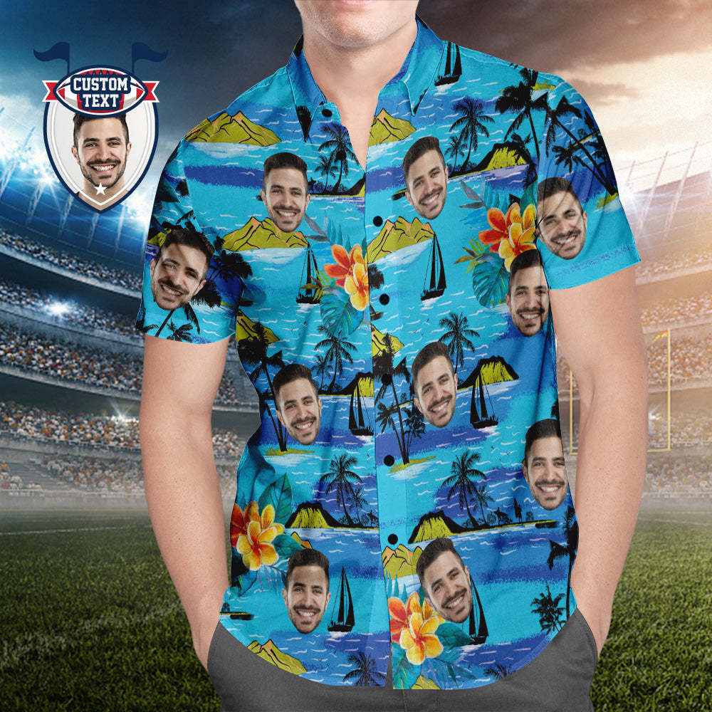 Custom Printed Hawaiian Shirt for Fans Personalized Face and Text Hawaiian Shirt Gift for fans - Mountains Design - MyFaceSocksAu