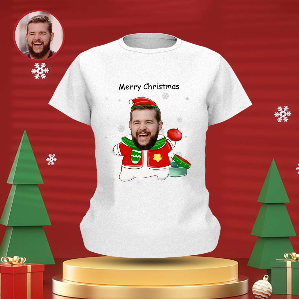 Custom Face T-shirt Personalised Photo T-shirt Gift For Women And Men Merry Christmas - MyFaceSocksAu