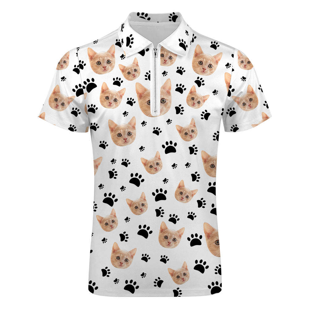 Custom Face Polo Shirt with Zipper Men's Polo Shirt for Pet Lovers - MyFaceSocksAu