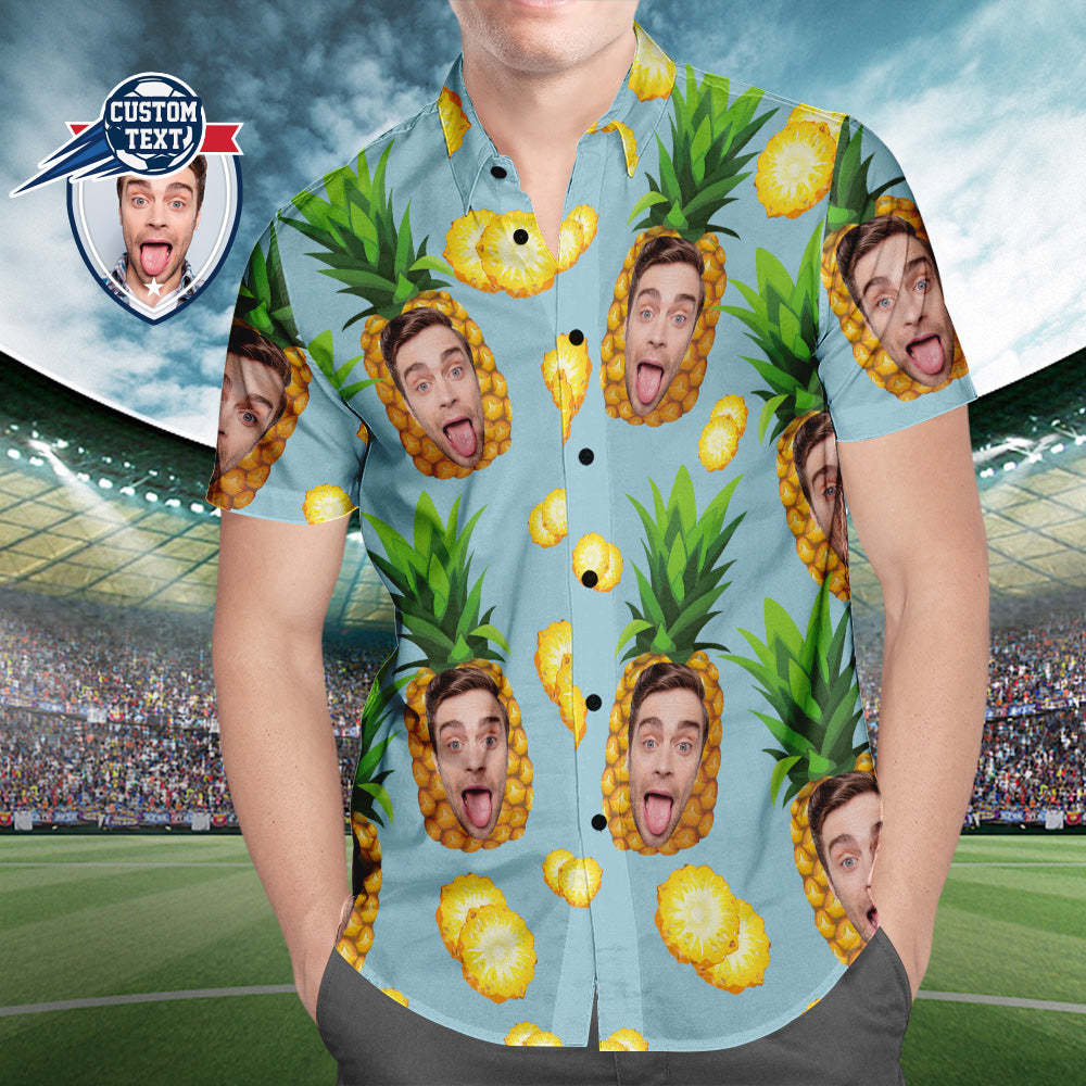 Custom Printed Hawaiian Shirt for Fans Personalized Face and Text Hawaiian Shirt Gift for fans - Funny Pineapple - MyFaceSocksAu
