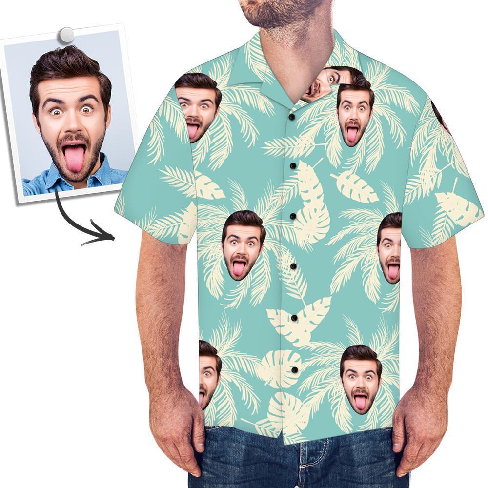 Custom Dog Face Hawaiian Shirt Custom Tropical Shirts Plain Shirts with Pet Face - MyFaceSocksAu