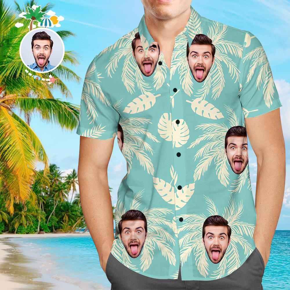Custom Dog Face Hawaiian Shirt Custom Tropical Shirts Plain Shirts with Pet Face - MyFaceSocksAu