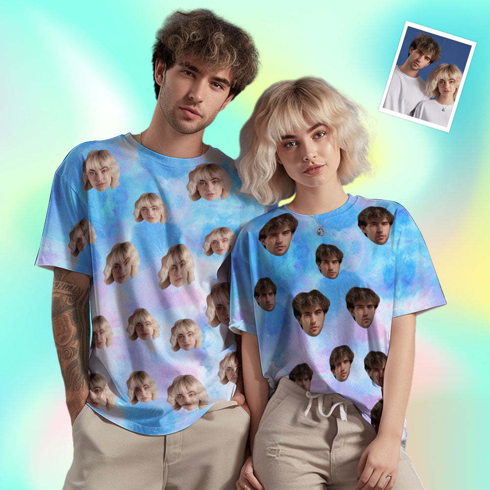 Custom Face Men's T-shirt Personalised Photo Funny Color ink T-shirt Gift For Men - MyFaceSocksAu