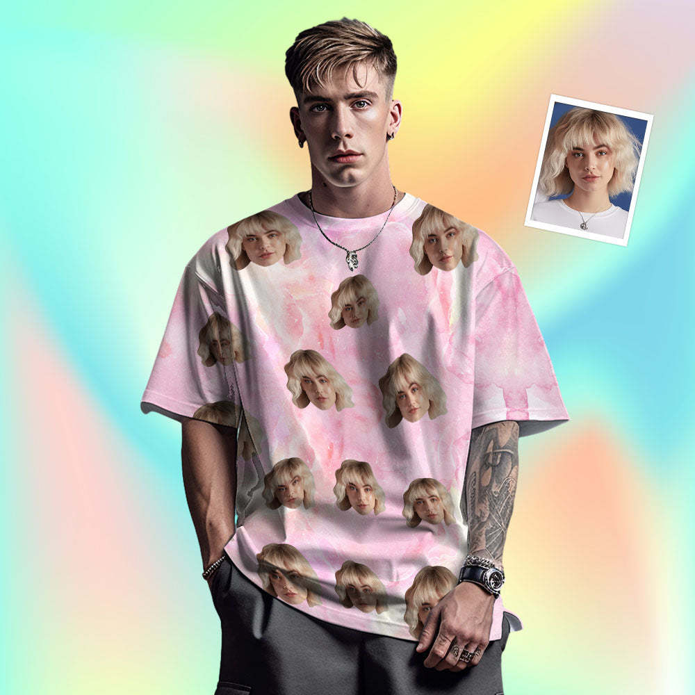 Custom Face Men's T-shirt Personalised Photo Funny Color ink T-shirt Gifts For Men - MyFaceSocksAu
