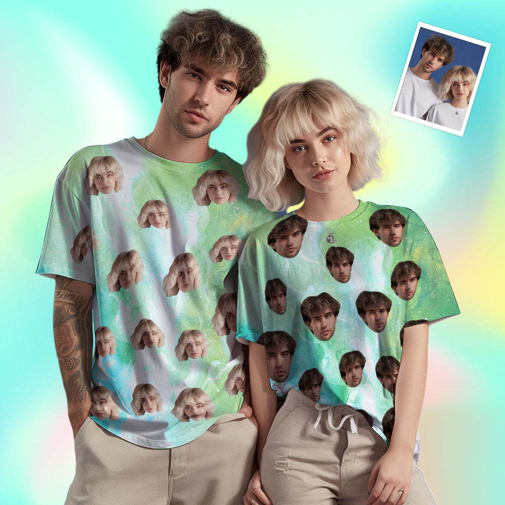 Custom Face Men's T-shirt Personalised Photo Funny Color ink T-shirt Green Color - MyFaceSocksAu