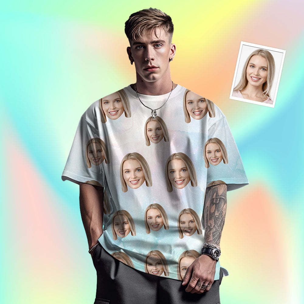 Custom Face Men's T-shirt Personalised Photo Funny Color ink T-shirt Green Color - MyFaceSocksAu