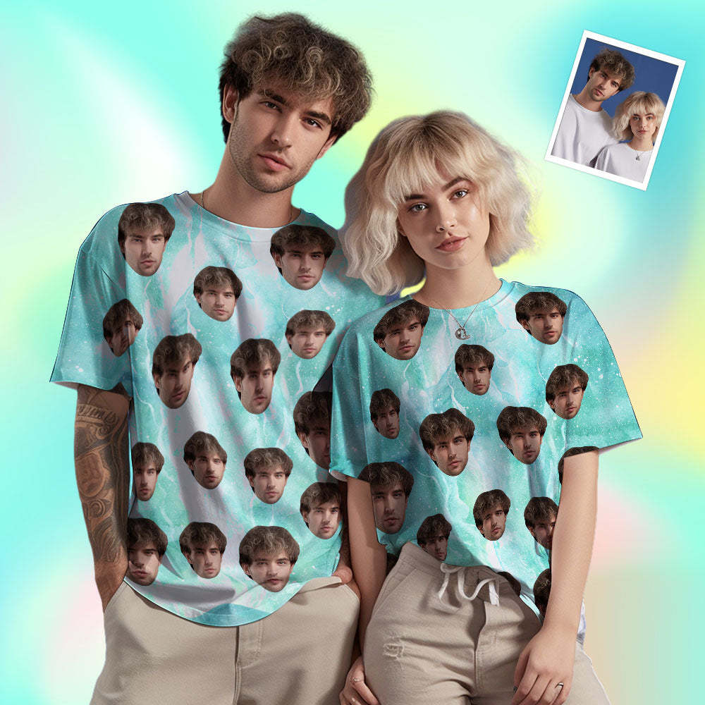 Custom Face Men's T-shirt Personalised Photo Funny Color ink T-shirt Green Color - MyFaceSocksAu