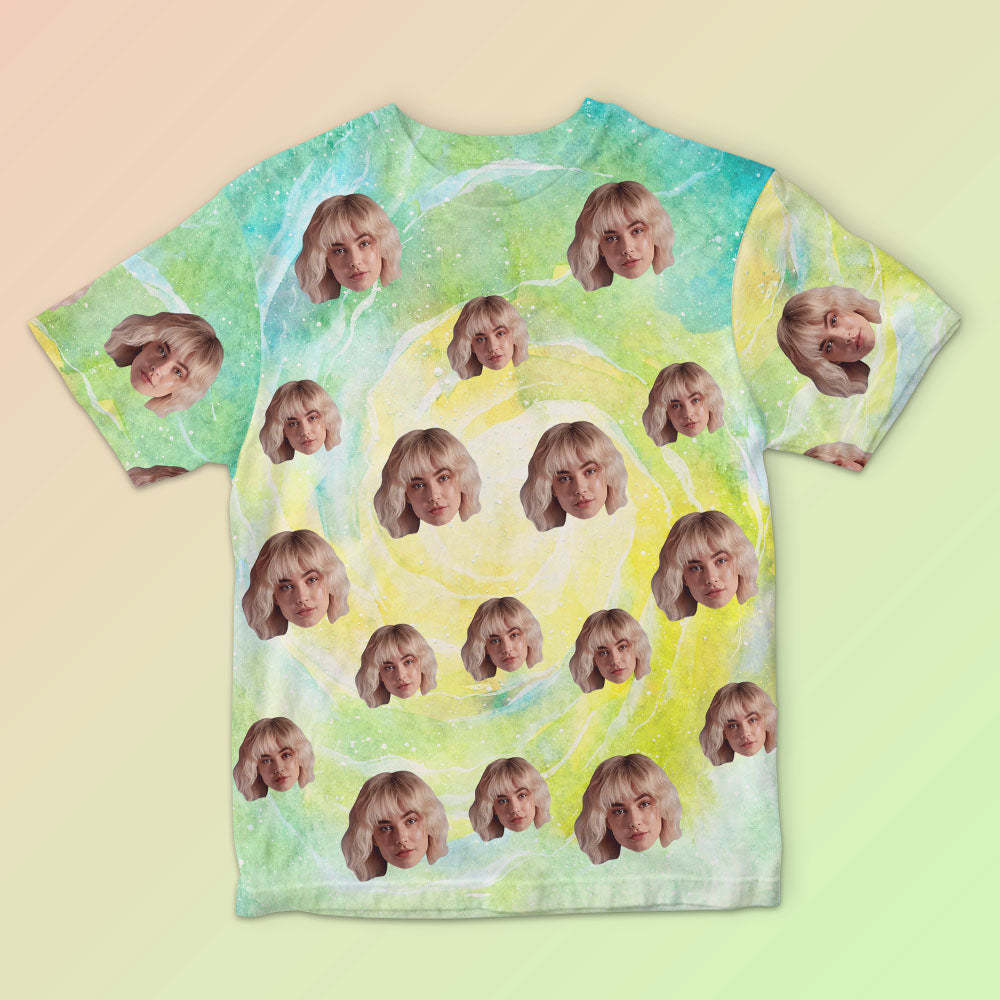 Custom Face Men's T-shirt Personalised Photo Funny Color ink T-shirt Green Color - MyFaceSocksAu