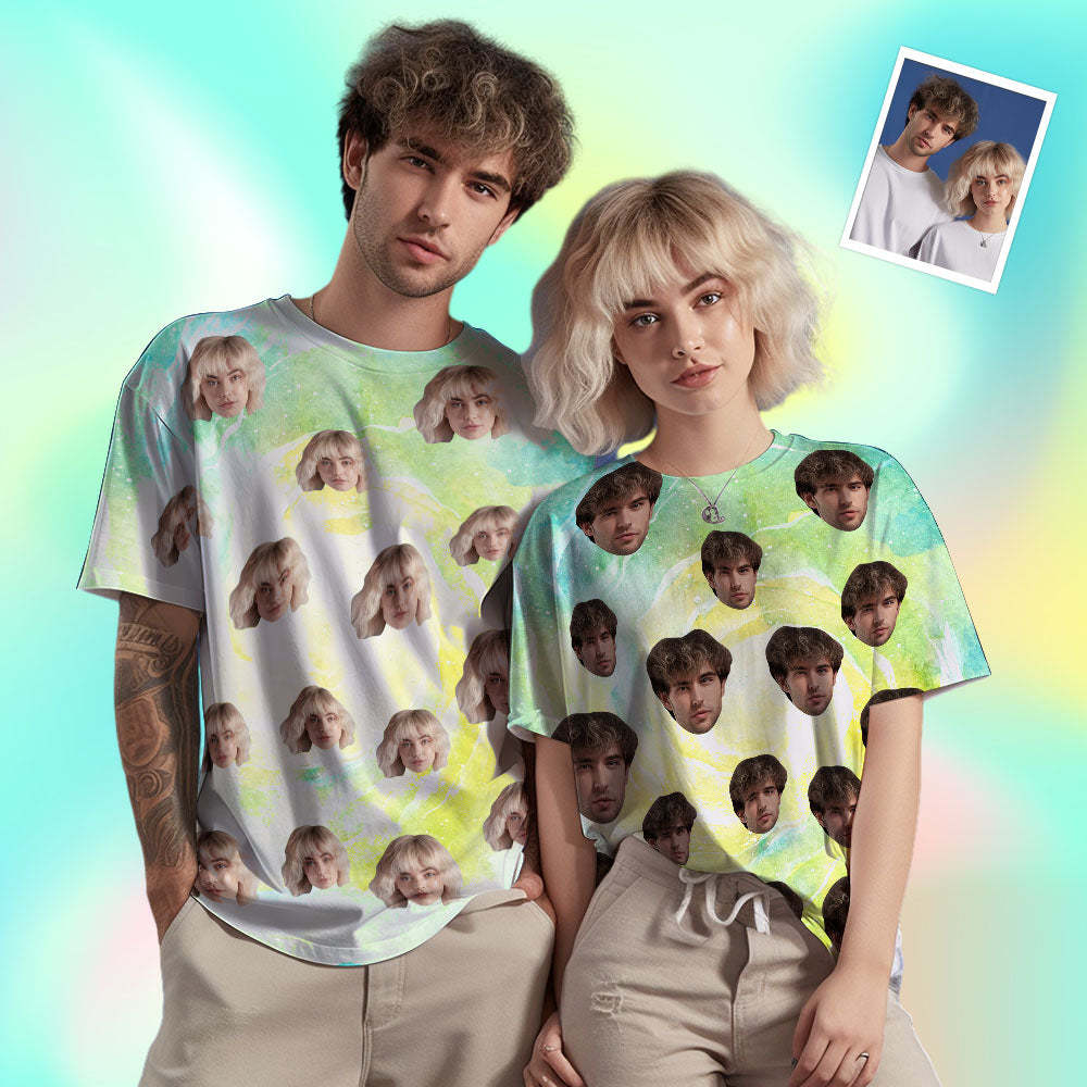 Custom Face Men's T-shirt Personalised Photo Funny Color ink T-shirt Green Color - MyFaceSocksAu