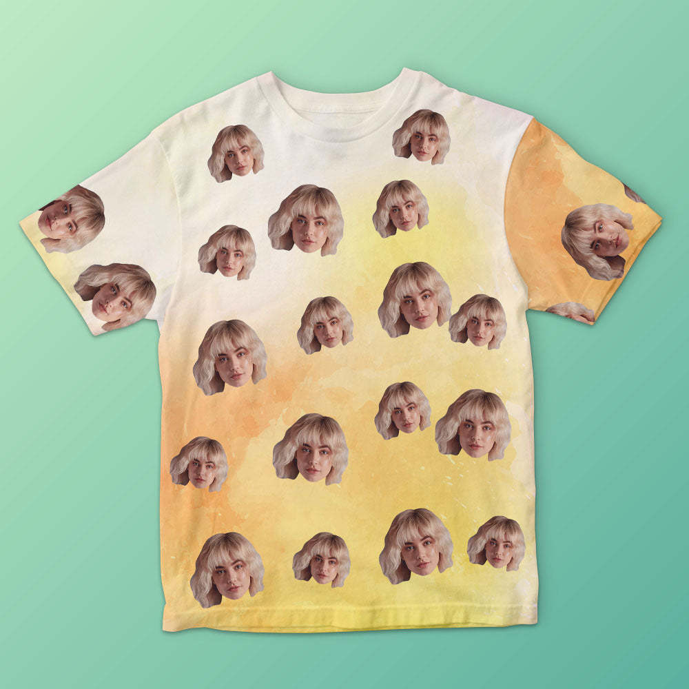 Custom Face Men's T-shirt Personalised Photo Funny Color ink T-shirt Gift 4 Style - MyFaceSocksAu