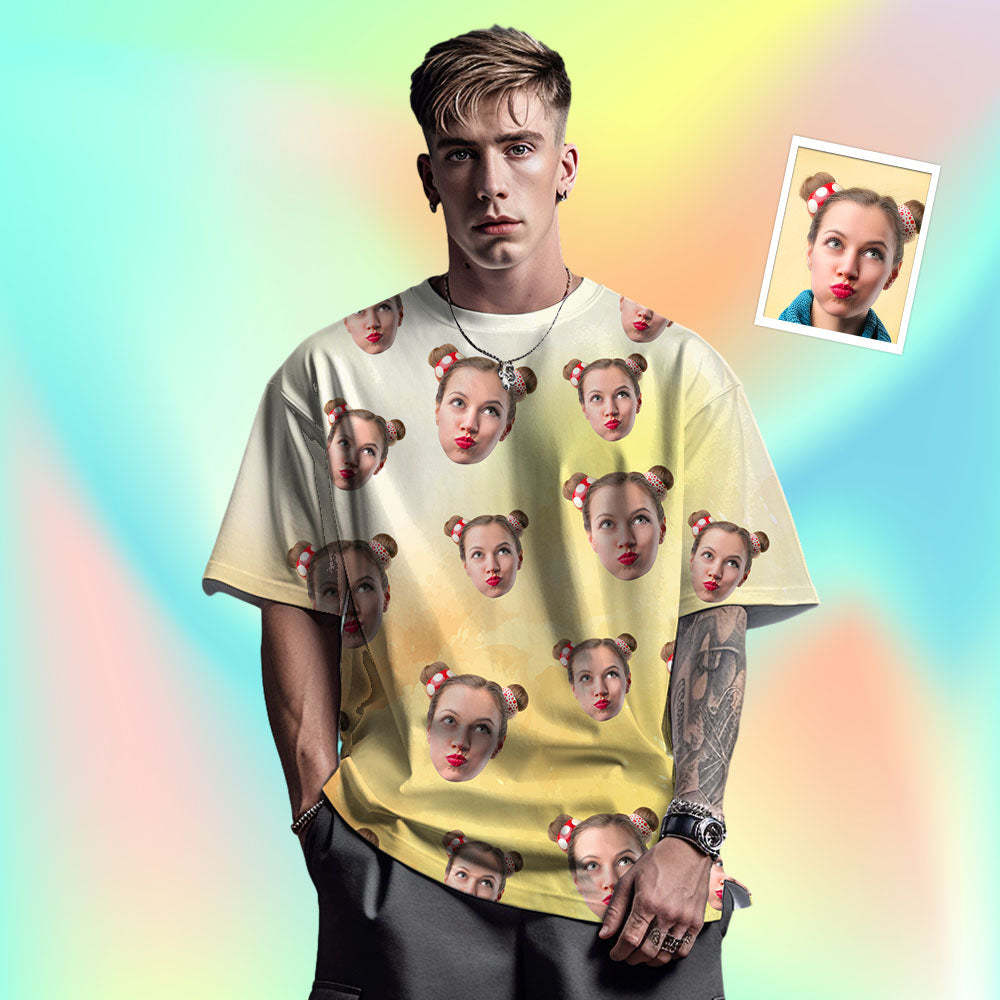 Custom Face Men's T-shirt Personalised Photo Funny Color ink T-shirt Gift 4 Style - MyFaceSocksAu