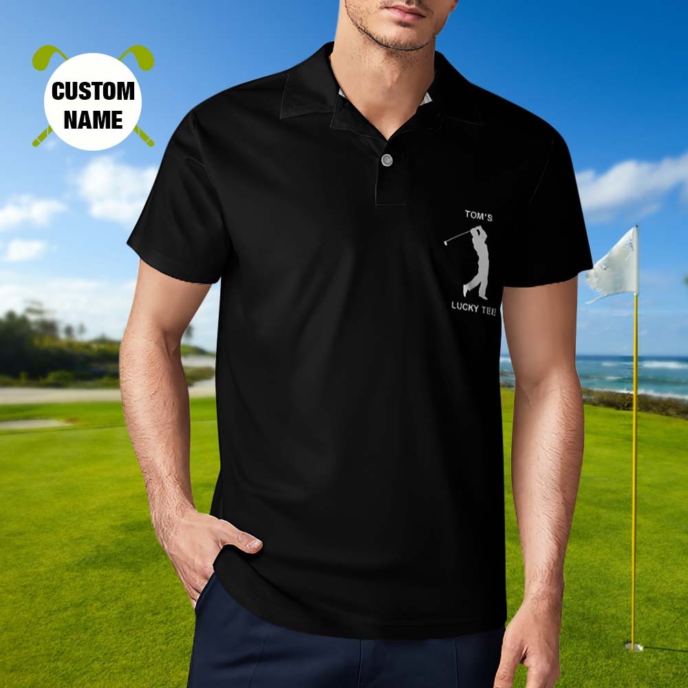 Men's Custom Name Polo Shirt Personalised Golf Shirts - MyFaceSocksAu