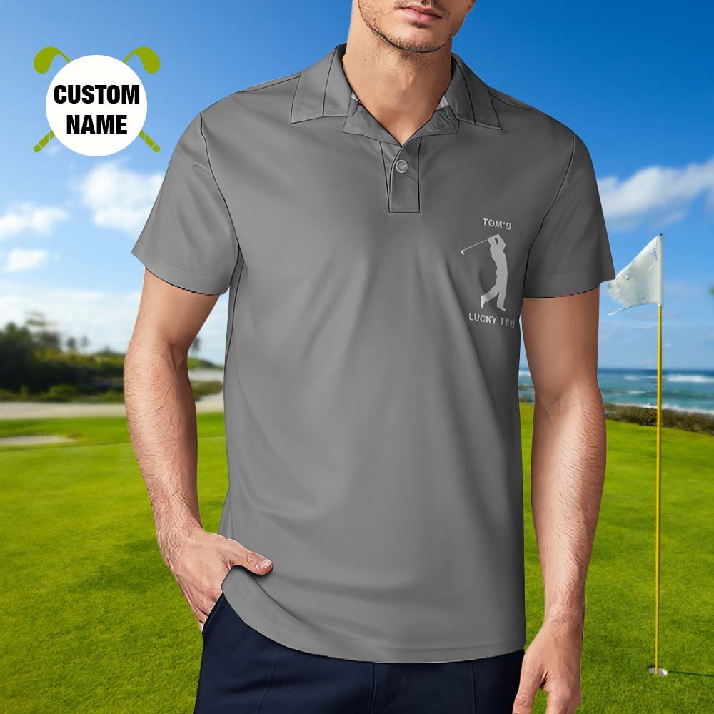 Men's Custom Name Polo Shirt Personalised Golf Shirts - MyFaceSocksAu