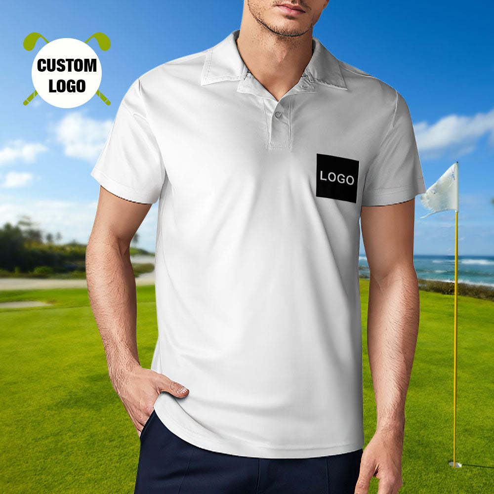 Men's Custom Logo Polo Shirt Personalised Golf Shirts - MyFaceSocksAu