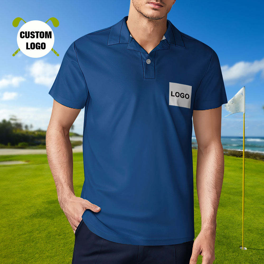 Men's Custom Logo Polo Shirt Personalised Golf Shirts - MyFaceSocksAu