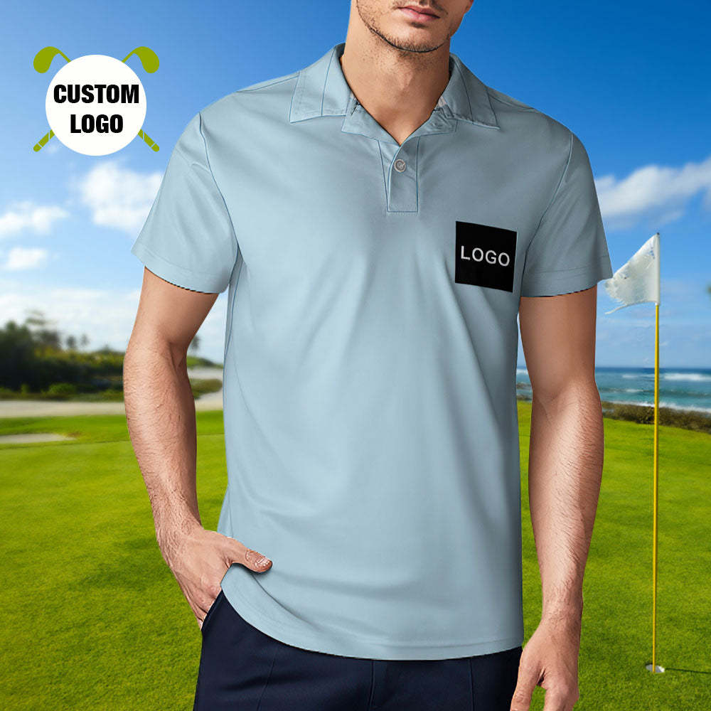 Men's Custom Logo Polo Shirt Personalised Golf Shirts - MyFaceSocksAu