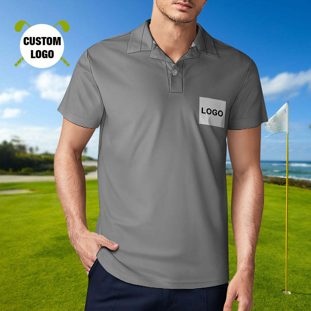 Men's Custom Logo Polo Shirt Personalised Golf Shirts - MyFaceSocksAu