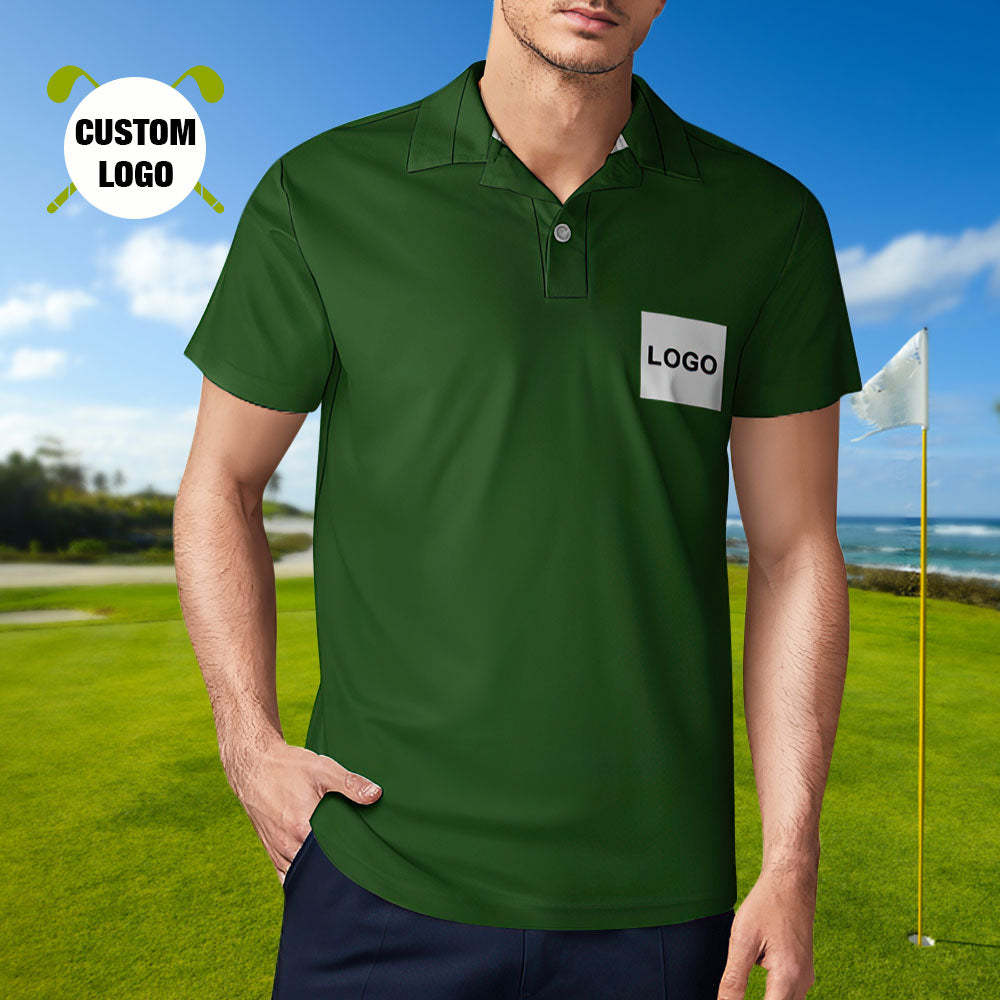 Men's Custom Logo Polo Shirt Personalised Golf Shirts - MyFaceSocksAu