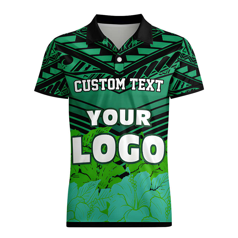 Men's Custom Logo Polo Shirt Personalised Name Hawaiian Golf Shirts Gift for Him - MyFaceSocksAu