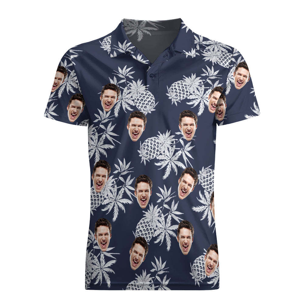 Men's Custom Face Shirt Personalised Golf Shirts For Him Vintage Pineapple - MyFaceSocksAu