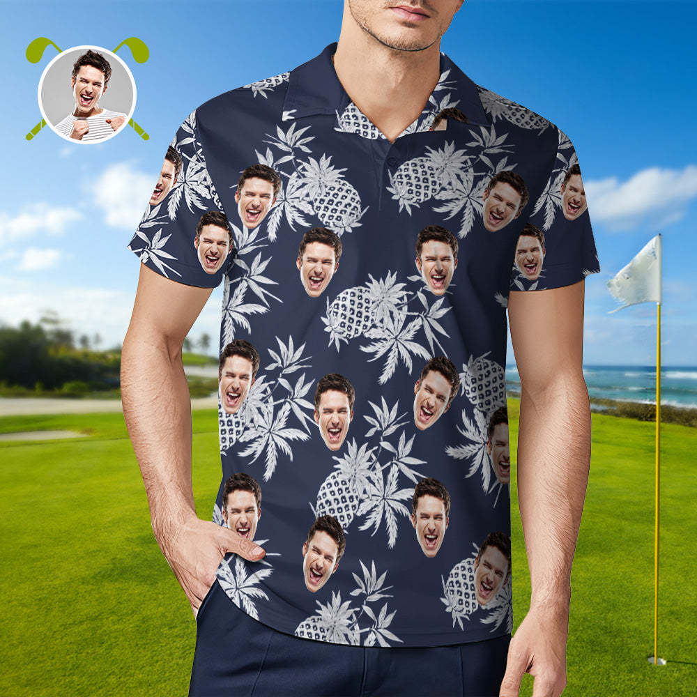 Men's Custom Face Shirt Personalised Golf Shirts For Him Vintage Pineapple - MyFaceSocksAu