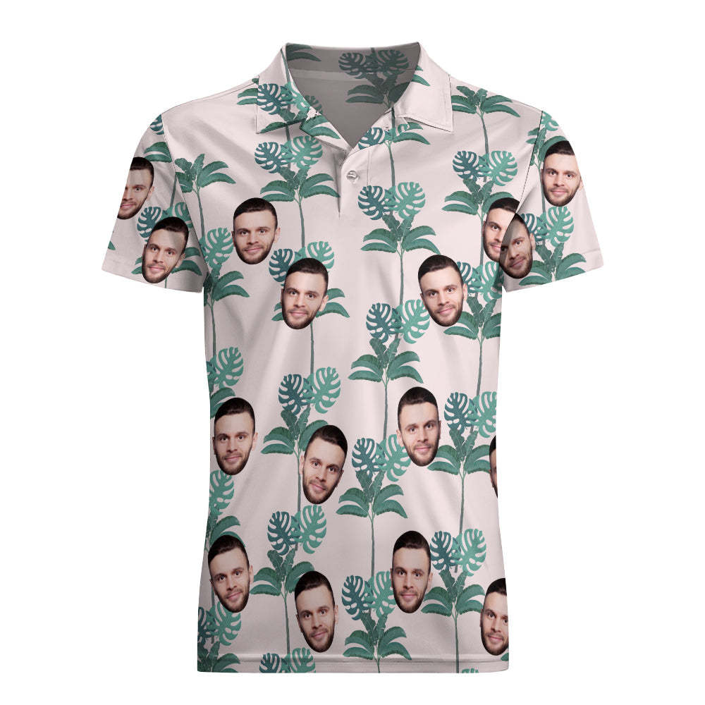 Men's Custom Face Shirt Personalised Golf Shirts For Him Coconut Palm - MyFaceSocksAu