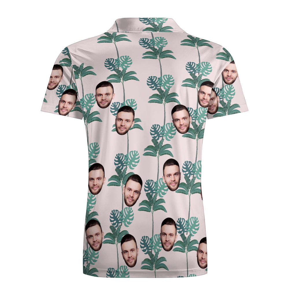 Men's Custom Face Shirt Personalised Golf Shirts For Him Coconut Palm - MyFaceSocksAu