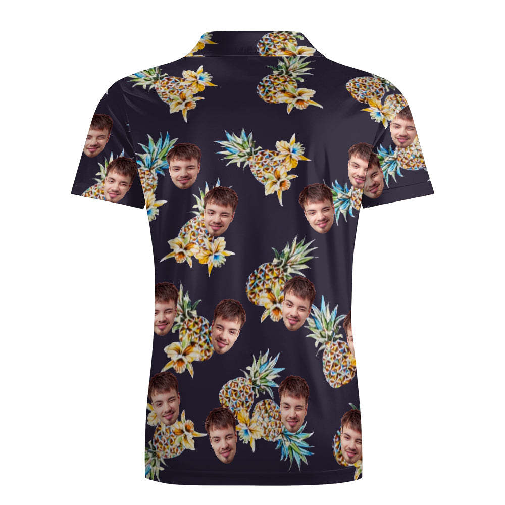 Men's Custom Face Shirt Personalised Golf Shirts For Him Vintage Pineapple And Orchid - MyFaceSocksAu
