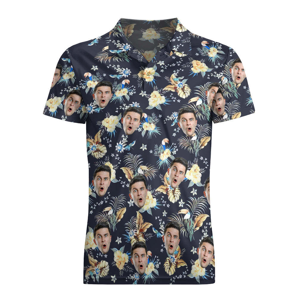 Men's Custom Face Shirt Personalised Golf Shirts For Him Tropical Print - MyFaceSocksAu