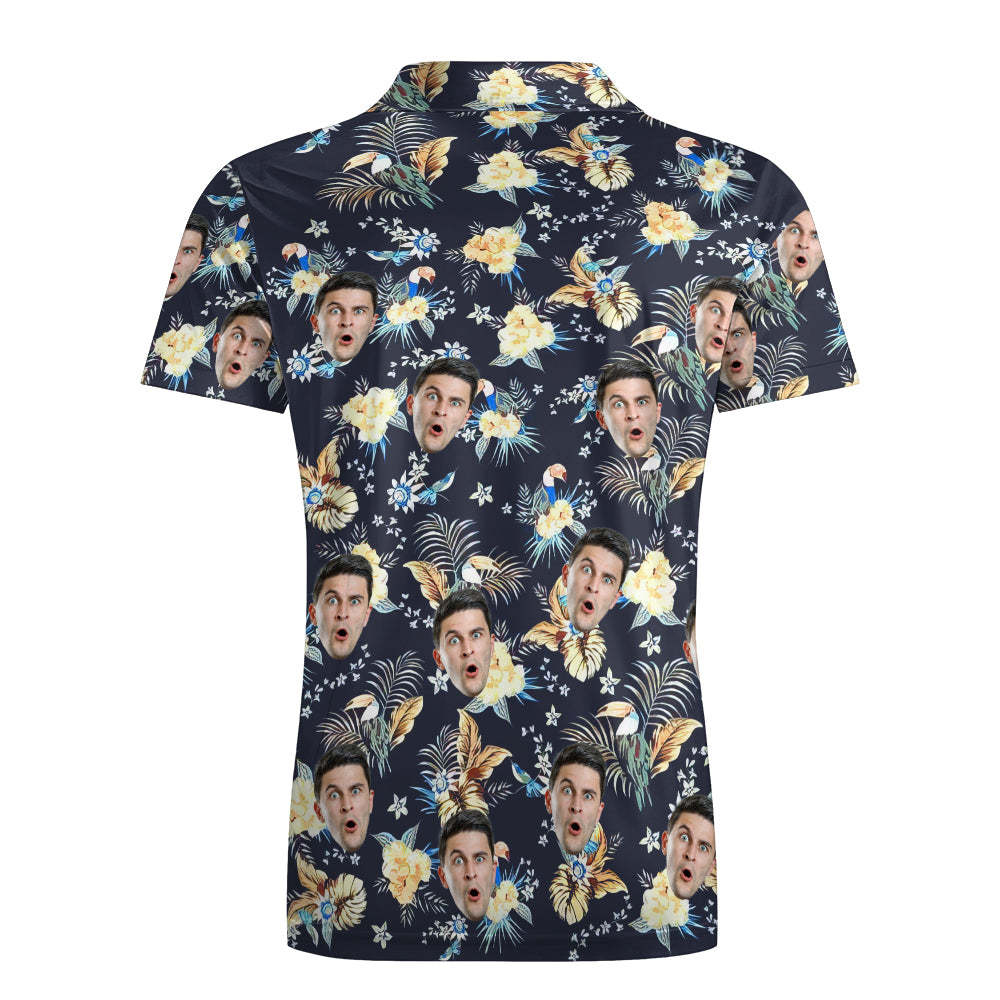 Men's Custom Face Shirt Personalised Golf Shirts For Him Tropical Print - MyFaceSocksAu