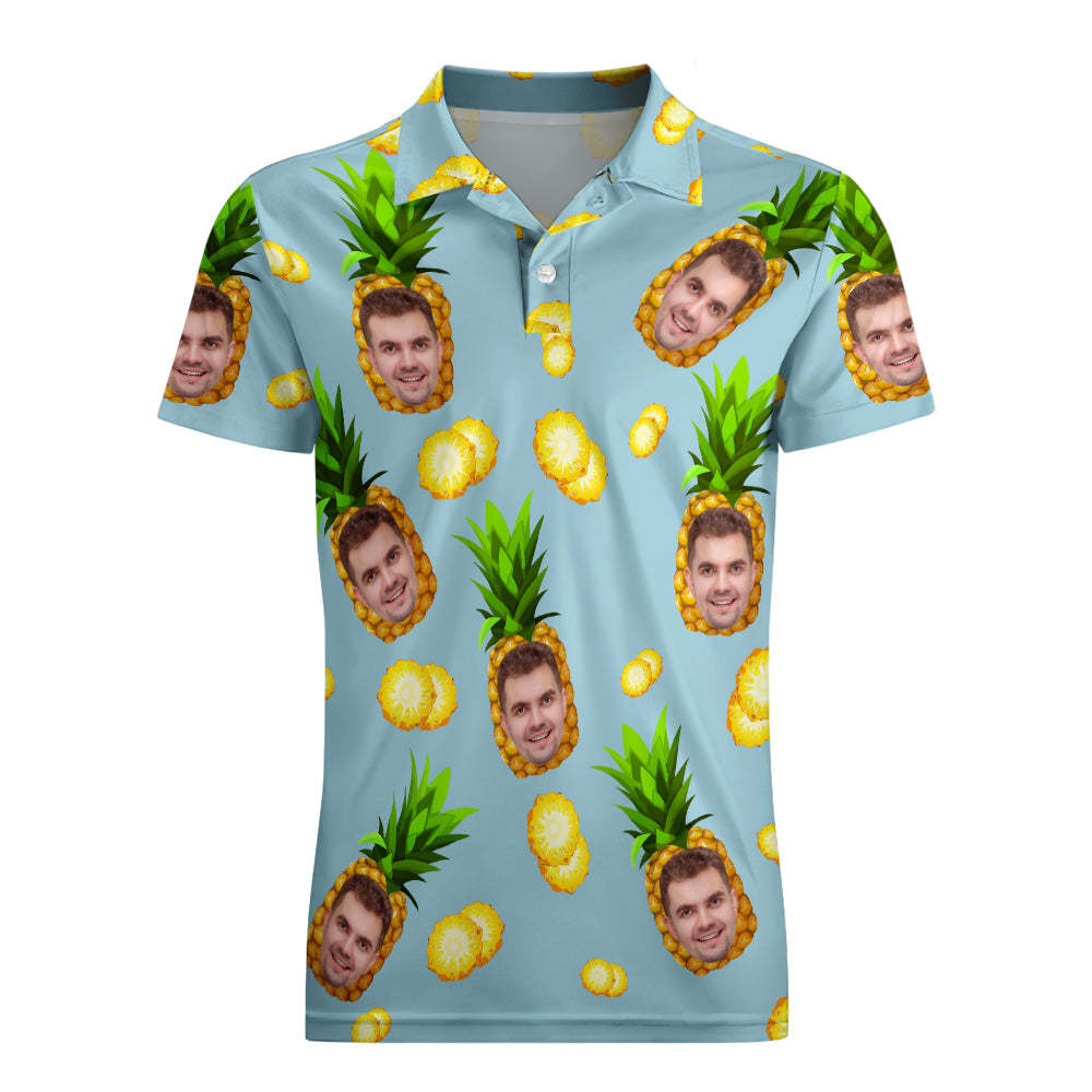 Men's Custom Face POLO Shirt Personalized Golf Shirts For Him Big Pineapple - MyFaceSocksAu