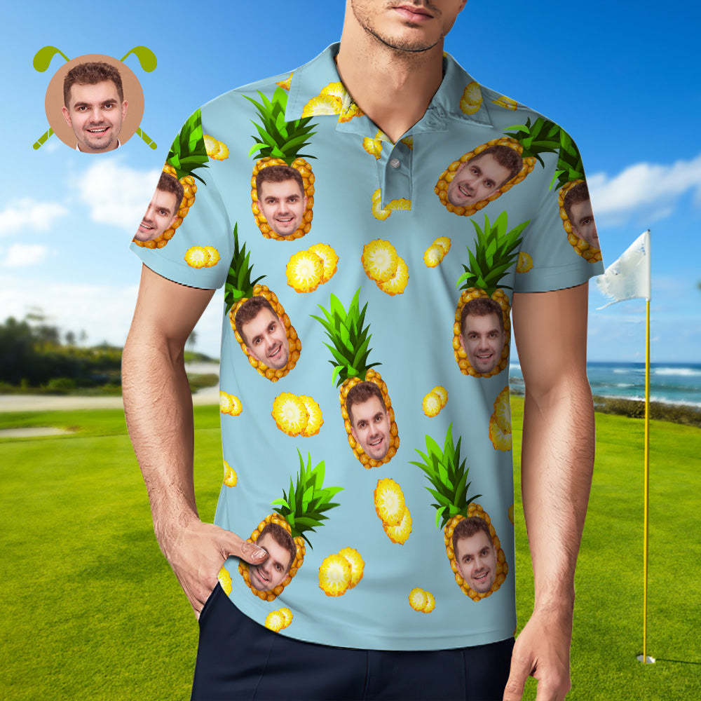 Men's Custom Face POLO Shirt Personalized Golf Shirts For Him Big Pineapple - MyFaceSocksAu