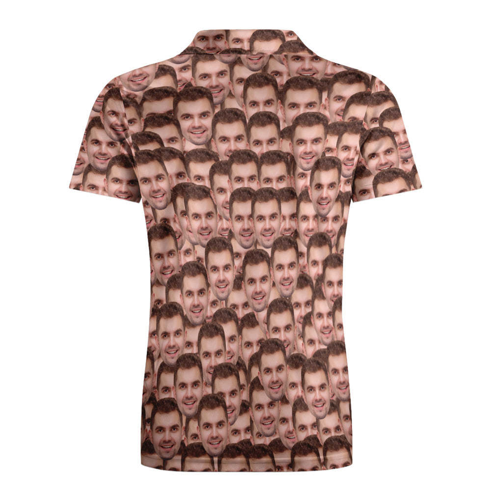 Men's Custom Face POLO Shirt Personalized Golf Shirts For Him Face Mash - MyFaceSocksAu