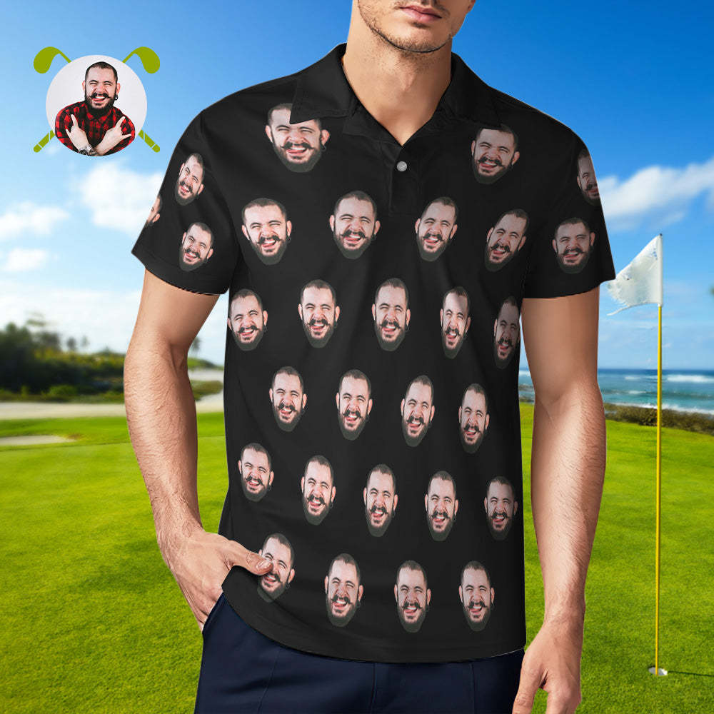 Custom Men's Face POLO Shirt Personalized Golf Shirts For Him - MyFaceSocksAu