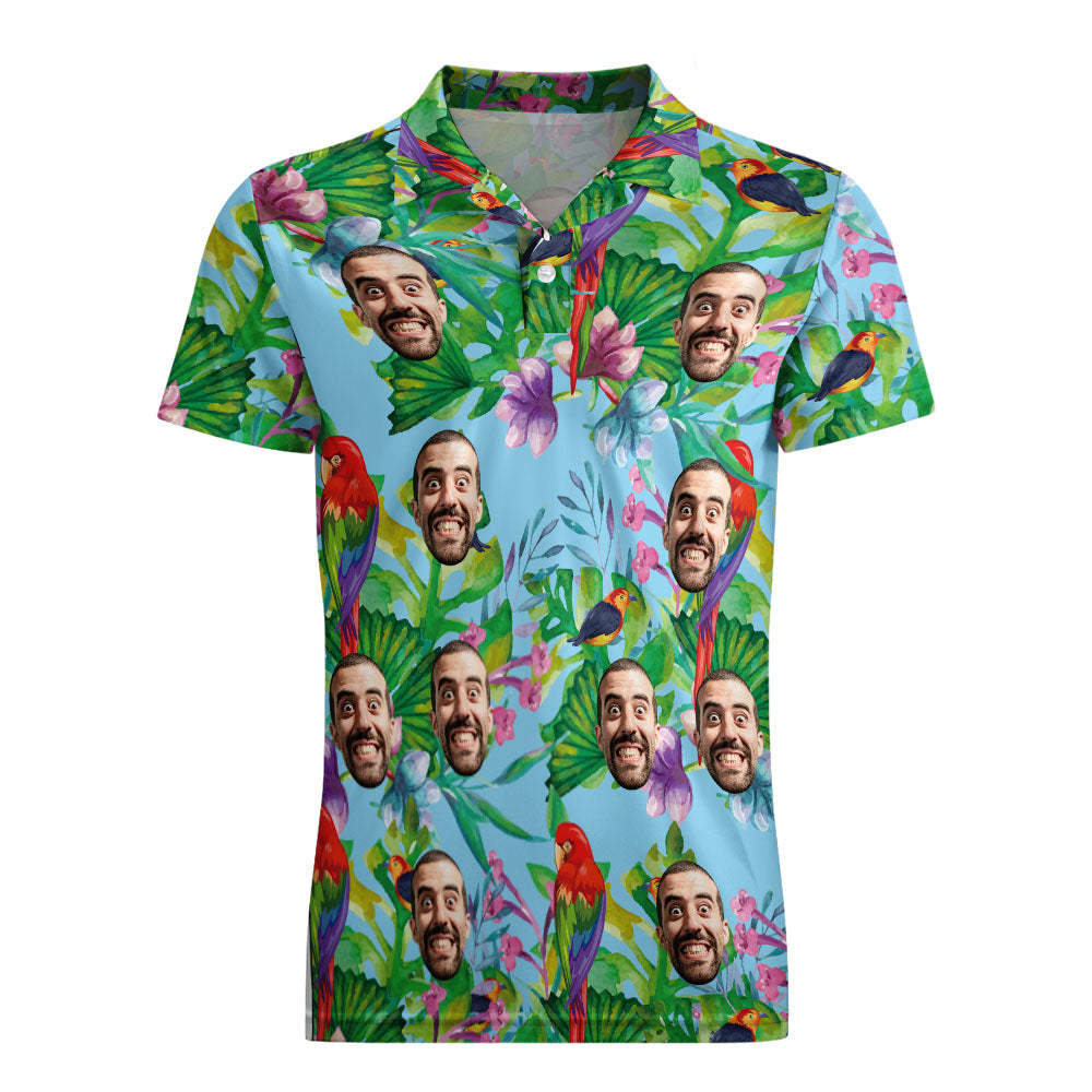 Custom Polo Shirt Hawaiian Golf Polo Shirts Parrot Aloha Summer Shirt - MyFaceSocksAu