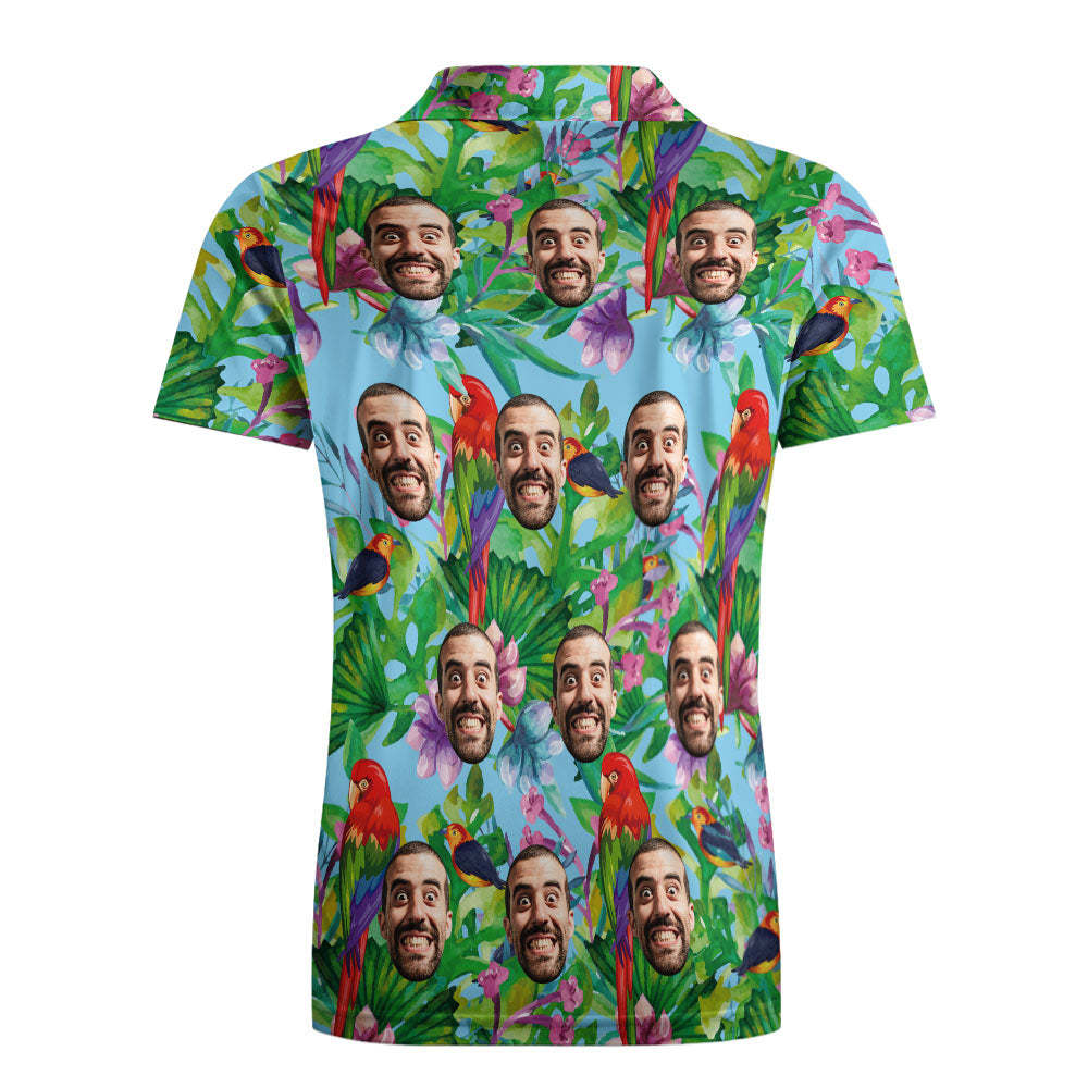 Custom Polo Shirt Hawaiian Golf Polo Shirts Parrot Aloha Summer Shirt - MyFaceSocksAu
