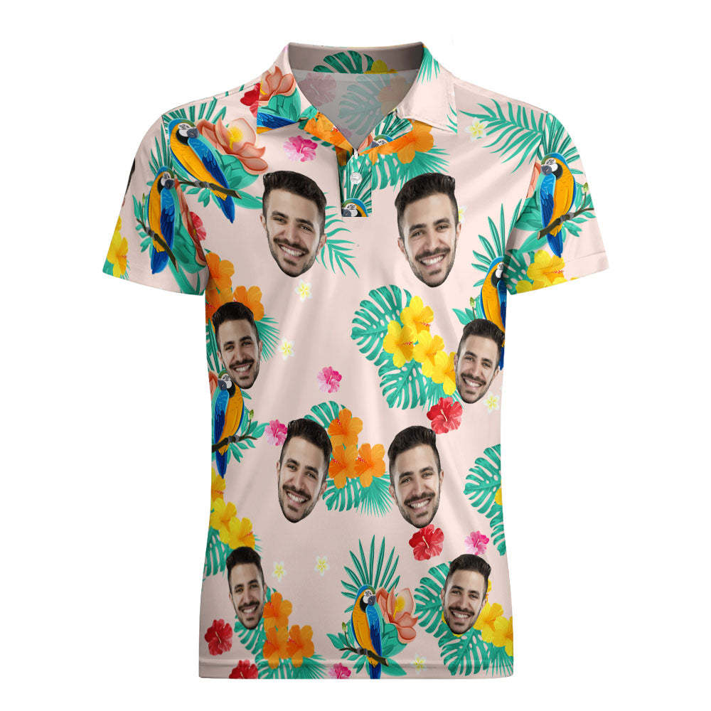 Custom Polo Shirt Hawaiian Golf Polo Shirts Holiday Gift Island Time - MyFaceSocksAu