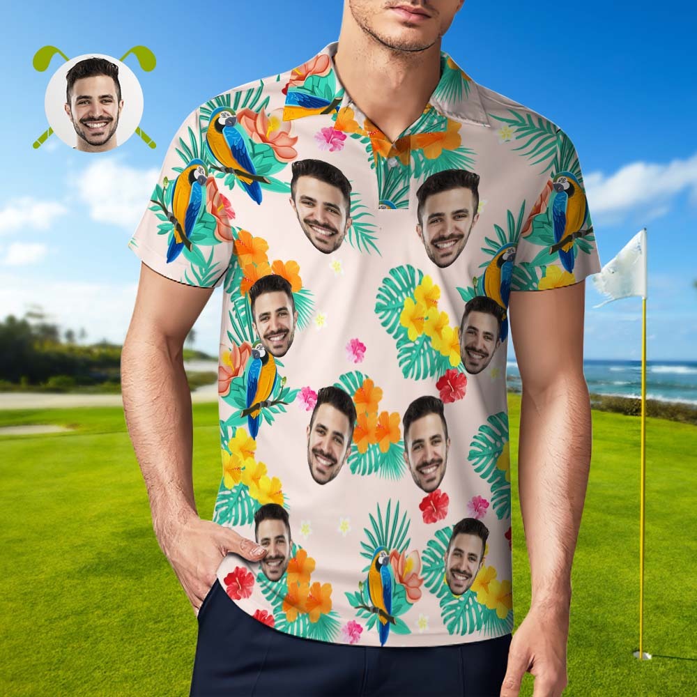 Custom Polo Shirt Hawaiian Golf Polo Shirts Holiday Gift Island Time - MyFaceSocksAu