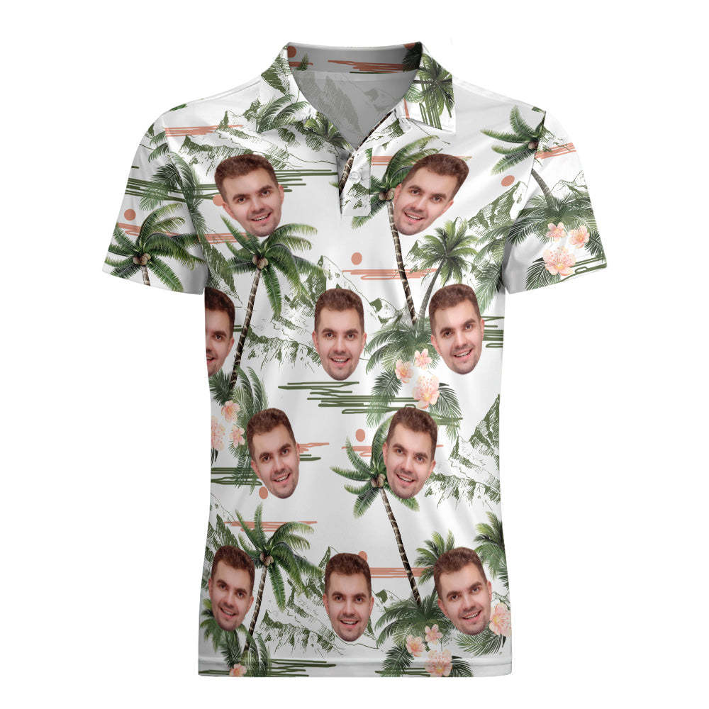 Custom Polo Shirt Hawaiian Golf Polo Shirts All Over Print Coconut Tree - MyFaceSocksAu