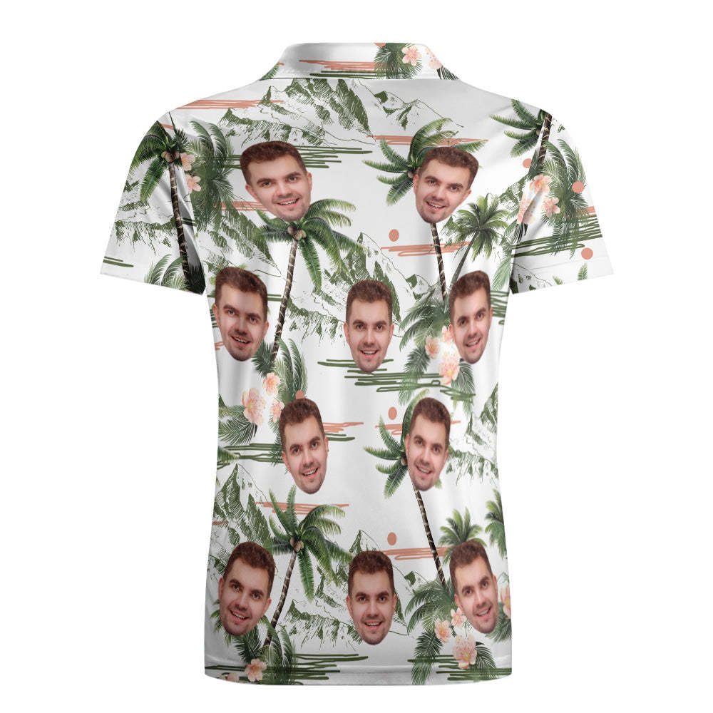 Custom Polo Shirt Hawaiian Golf Polo Shirts All Over Print Coconut Tree - MyFaceSocksAu
