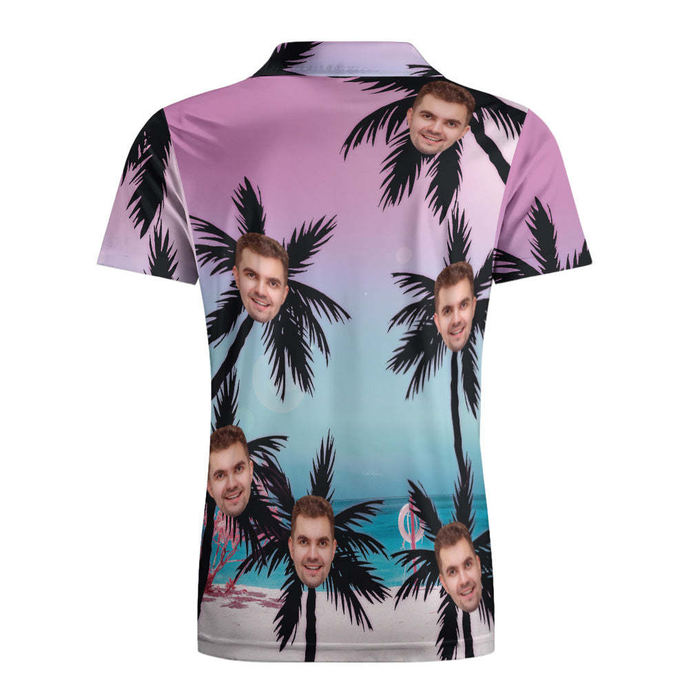 Custom Polo Shirt Hawaiian Golf Polo Shirts Beach Style Coconut Trees - MyFaceSocksAu