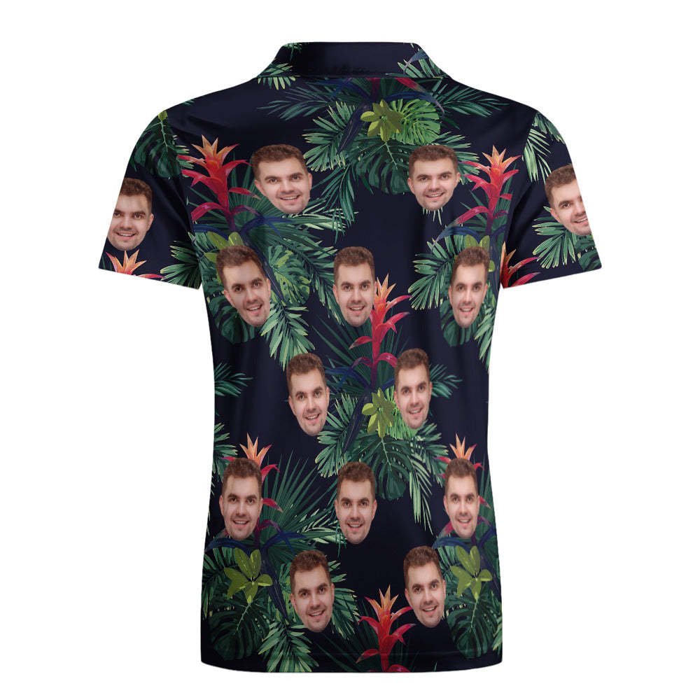 Custom Polo Shirt Hawaiian Golf Polo Shirts All Over Print Leaves - MyFaceSocksAu