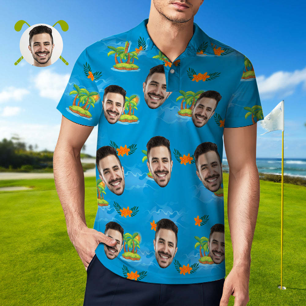 Custom Polo Shirt Hawaiian Golf Polo Shirts Beach Vacation Shirt - MyFaceSocksAu