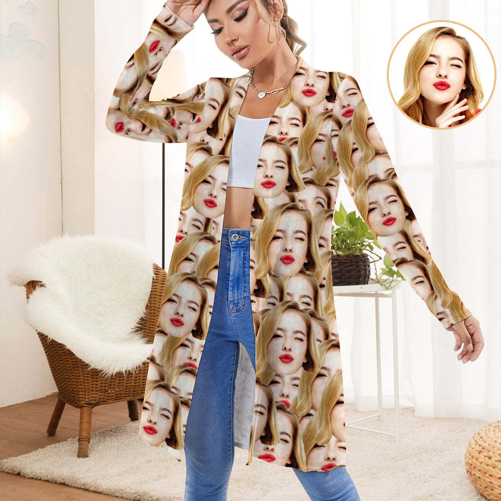 Personalized Cardigan Women Long Sleeve Open Front Cardigan Casual Tops - MyFaceSocksAu