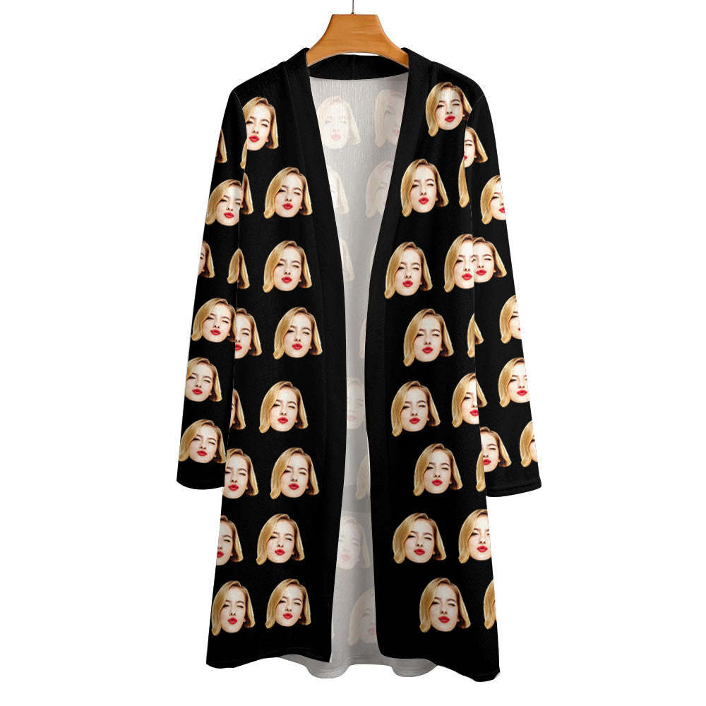 Personalized Funny Cardigan Women Long Sleeve Open Front Cardigan - MyFaceSocksAu