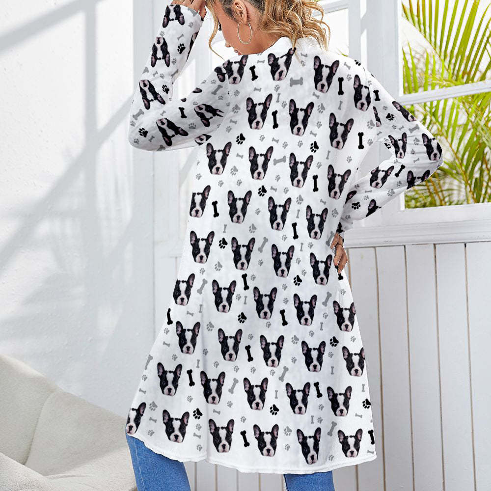 Personalized Cardigan Women Open Front Long Sleeve Cardigans Gifts for Pet Lovers - MyFaceSocksAu