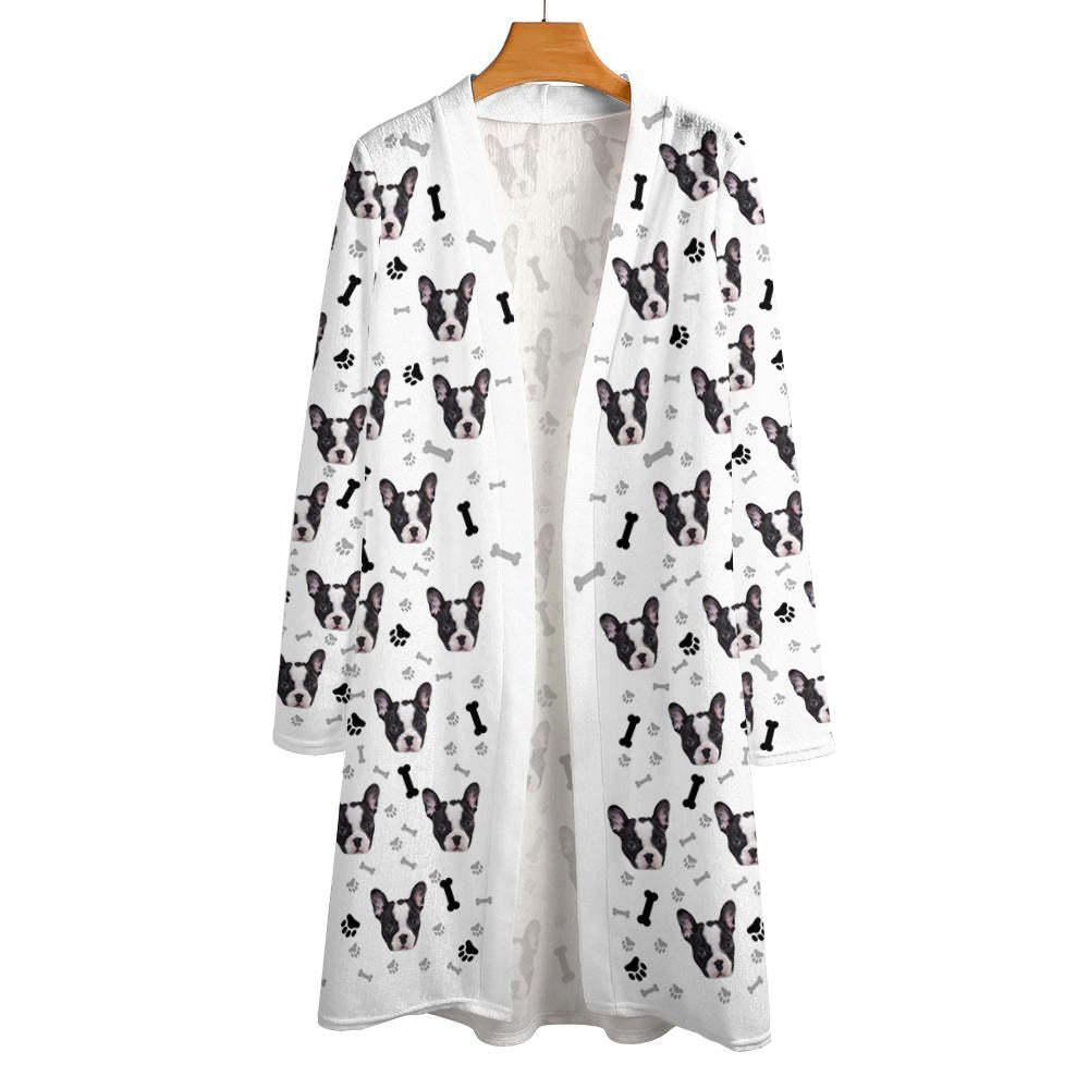 Personalized Cardigan Women Open Front Long Sleeve Cardigans Gifts for Pet Lovers - MyFaceSocksAu