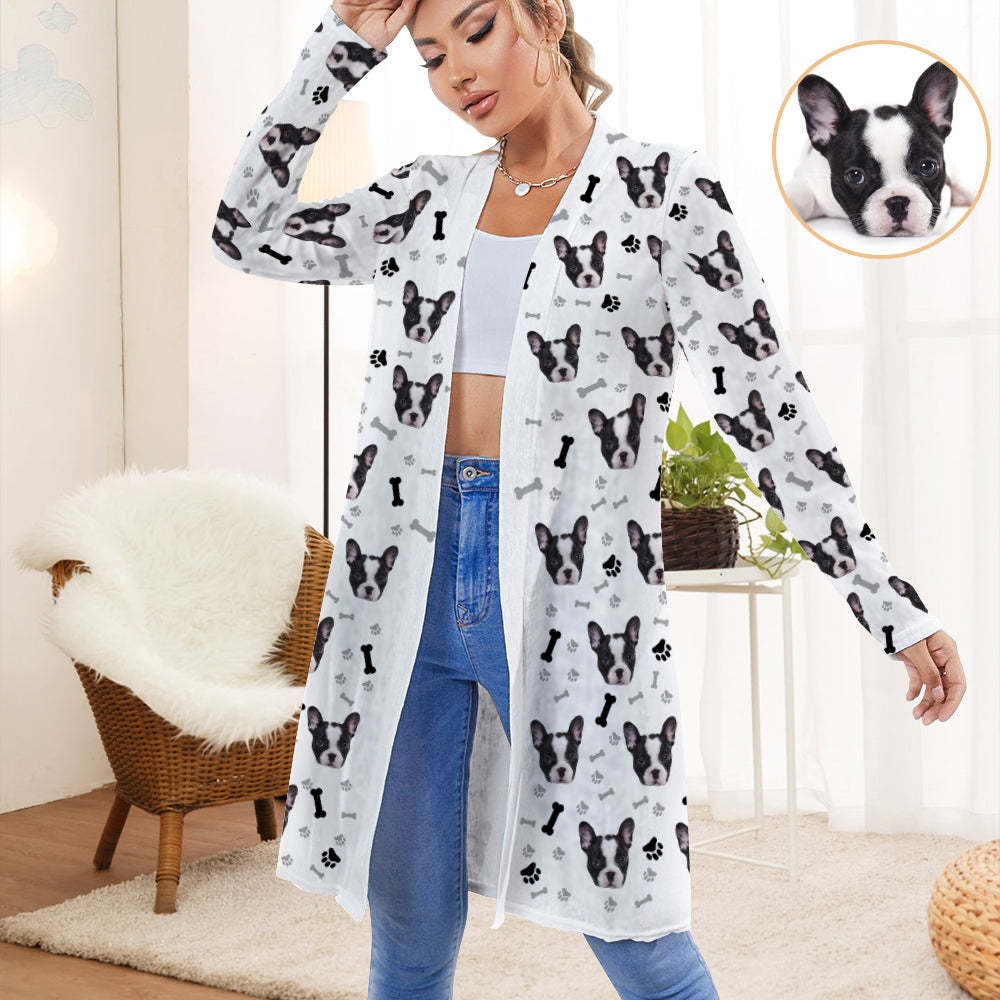Personalized Cardigan Women Open Front Long Sleeve Cardigans Gifts for Pet Lovers - MyFaceSocksAu