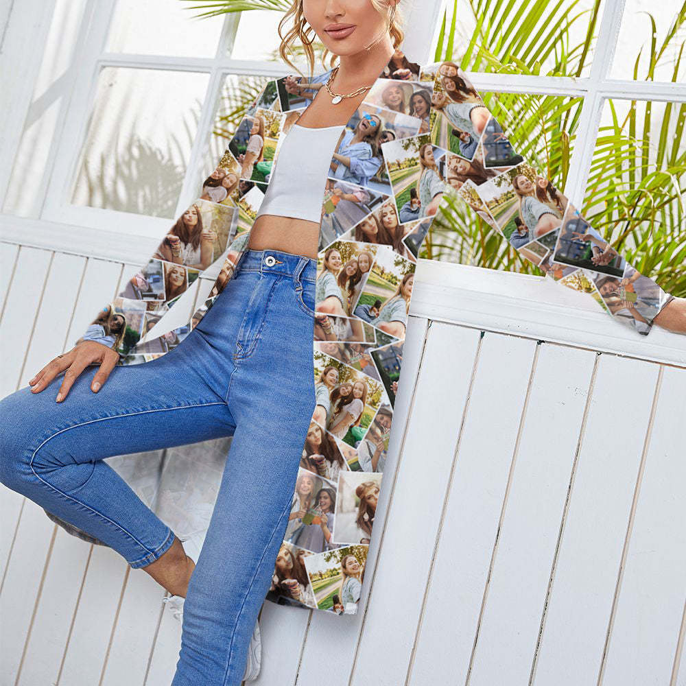 Personalized Photo Cardigan Women Long Sleeve Open Front Cardigans - MyFaceSocksAu