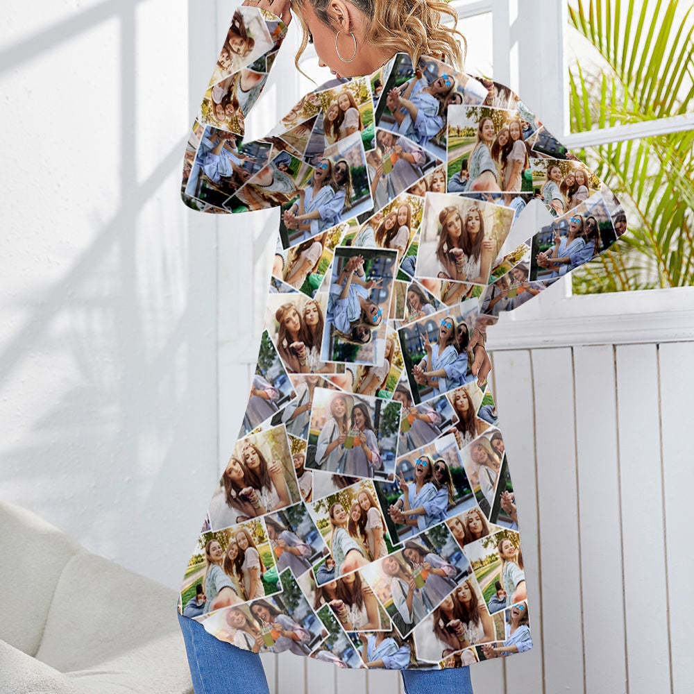 Personalized Photo Cardigan Women Long Sleeve Open Front Cardigans - MyFaceSocksAu